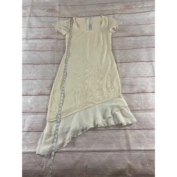 St John evening by Maire Gray Beige Asymmetrical Cocktail Dress - 6 - Picture 3 of 13